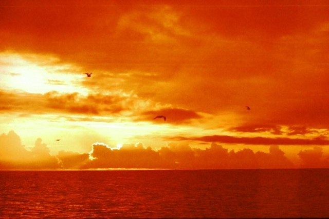 1986r. zachód słońca na wodach Alaski
